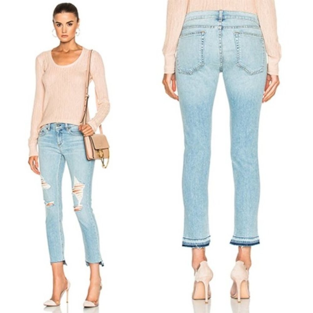 Rag & Bone 10" Dre Capri Distressed Light Wash Ankle Jeans Size 27 NWOT